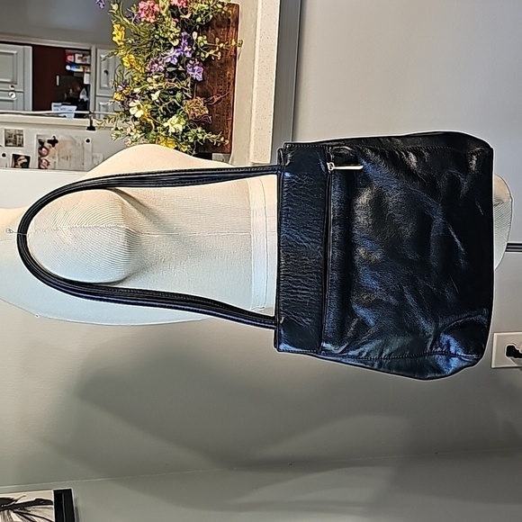 GIANI BERNINI BLACK LEATHER, vintage bag. 2 handles. One outside zipper … - Picture 2 of 14